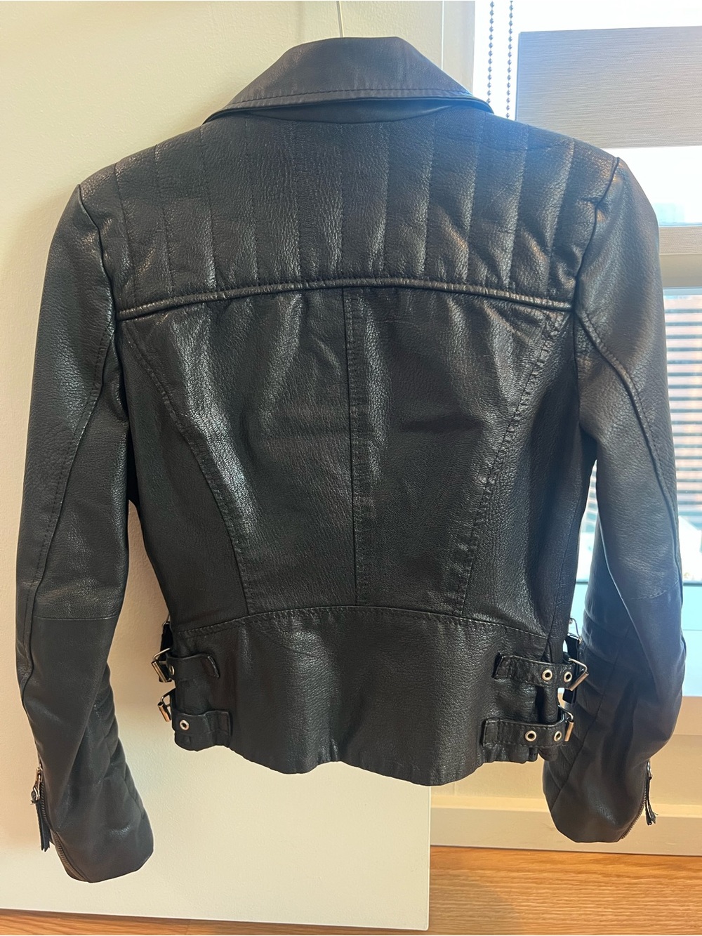 Zara Black Genuine Leather Motorcycle Jacket - Small - Picture 5 of 9